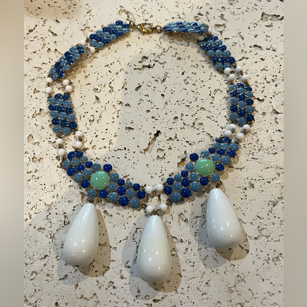 Banana Republic blue and white statement necklace